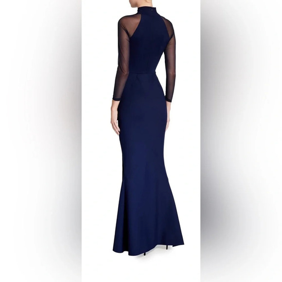 Chiara Boni Maylys Mock-Neck Long-Sleeve Illusion Gown - Picture 2 of 14